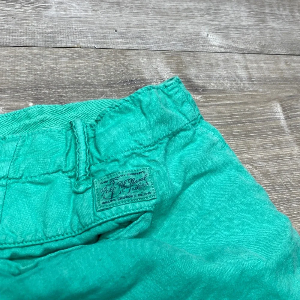 Polo Ralph Lauren Shorts Mens 36 Green Linen Blend Classic Fit Nautical Summer